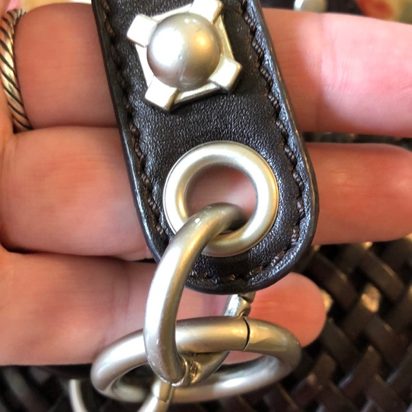 MAXX NEW YORK Classic Woven Brown Leather Shoulder Bag Hardware Stap $129 NEW - Picture 8 of 14